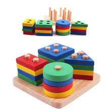 Load image into Gallery viewer, Wooden Building Blocks Montessori Geometric Shape