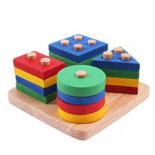 Load image into Gallery viewer, Wooden Building Blocks Montessori Geometric Shape