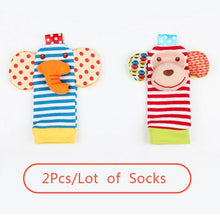 Load image into Gallery viewer, Soft Animal Socks Baby Wrist Rattle Bell