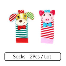 Load image into Gallery viewer, Soft Animal Socks Baby Wrist Rattle Bell