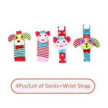 Load image into Gallery viewer, Soft Animal Socks Baby Wrist Rattle Bell