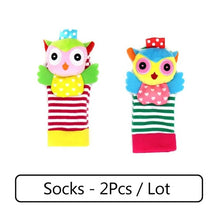 Load image into Gallery viewer, Soft Animal Socks Baby Wrist Rattle Bell