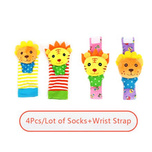Load image into Gallery viewer, Soft Animal Socks Baby Wrist Rattle Bell